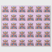 Western Cowgirl Eerste Rodeo Verjaardag Custom Cadeaupapier (Vlak)