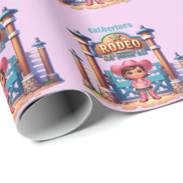 Western Cowgirl Eerste Rodeo Verjaardag Custom Cadeaupapier