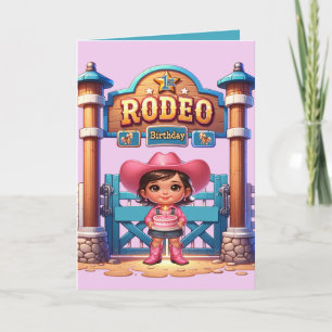 Western Cowgirl Eerste Rodeo Verjaardag Custom Kaart