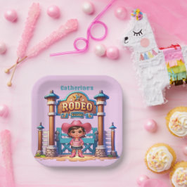 Western Cowgirl Eerste Rodeo Verjaardag Custom Papieren Bordje