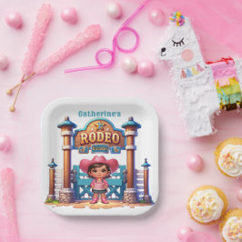 Western Cowgirl Eerste Rodeo Verjaardag Custom Papieren Bordje