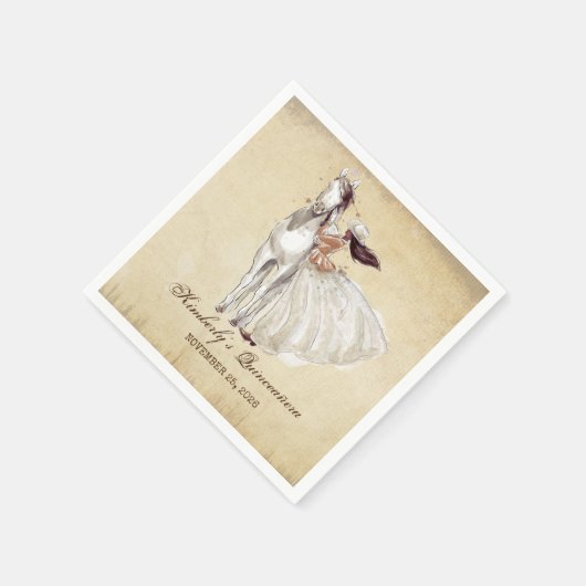  Western Cowgirl en Paard Quinceanera Servet (Hoek)