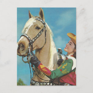  Western Cowgirl en Palomino Horse Briefkaart