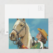  Western Cowgirl en Palomino Horse Briefkaart (Voorkant / Achterkant)