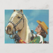  Western Cowgirl en Palomino Horse Briefkaart (Voorkant)