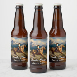 Western Cowgirl en Palomino Paardenbruiloft Bier Etiket