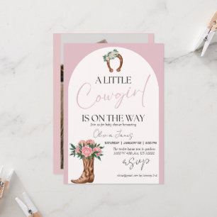 Western cowgirl foto baby shower kaart