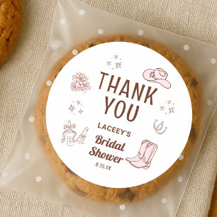 Western Cowgirl Hand Getekende Bruiloftsdank Je Ronde Sticker