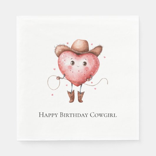 Western Cowgirl Heart with Cowboy Hat Birthday Servet (Voorkant)