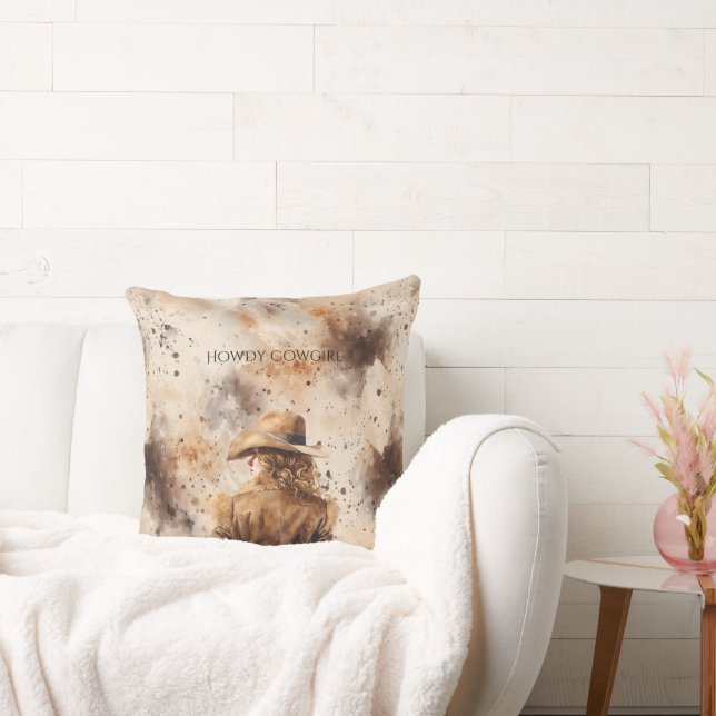 Western Cowgirl Horse Floral Kussen (Bank)