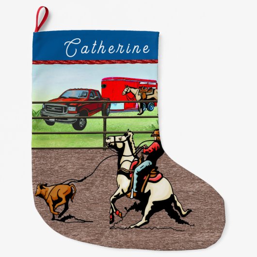 Western Cowgirl Kalf Roping Grote Kerstsok (Voorkant)