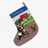 Western Cowgirl Kalf Roping Grote Kerstsok (Achterkant (Hangend))