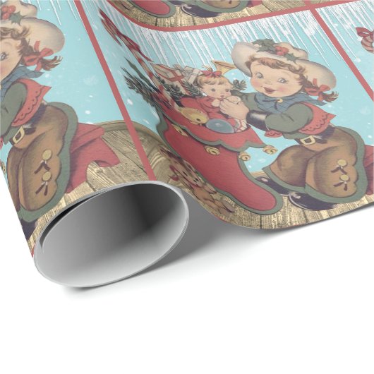  Western Cowgirl Kind en kerst kous Cadeaupapier (Rol Hoek)