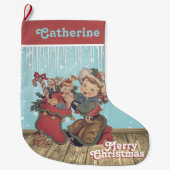 Western Cowgirl Kind en kerst kous Grote Kerstsok (Voorkant)