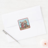  Western Cowgirl Kind en kerst kous Vierkante Sticker (Envelop)