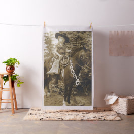 Western Cowgirl Kind op paardenpest. Afdrukken Stof