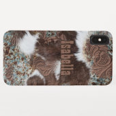Western Cowgirl Koeienhuid bruin leder Case-Mate iPhone Case (Achterkant (horizontaal))