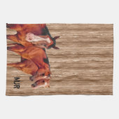 Western Cowgirl monogram met paarden Theedoek (Horizontaal)