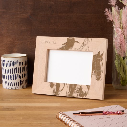 Western Cowgirl on Horse Gegraveerde Lijstjes (Links)