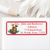 Western  cowgirl op paard Merry Christmas 3 Etiket (Insitu)