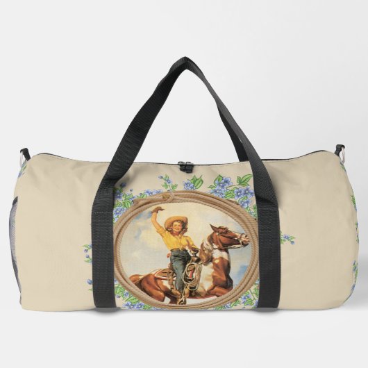  Western cowgirl paard met touwbloemen Plunjezak (Achterkant)