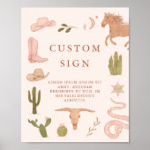 Western Cowgirl Party Custom Sign Poster (Voorkant)