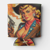 Western Cowgirl Pin Up Blikjeskoeler (Voorkant)