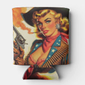 Western Cowgirl Pin Up Blikjeskoeler (Achterkant)