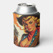 Western Cowgirl Pin Up Blikjeskoeler (Blikje Achterkant)