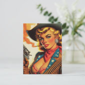  Western Cowgirl Pin Up Briefkaart (Staand voorkant)