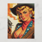  Western Cowgirl Pin Up Briefkaart (Voorkant)