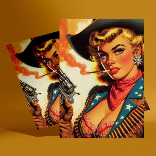  Western Cowgirl Pin Up Briefkaart