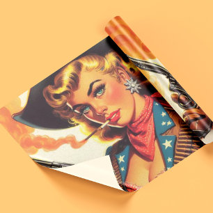  Western Cowgirl Pin Up Cadeaupapier