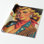Western Cowgirl Pin Up Cadeaupapier (Uitgerold)