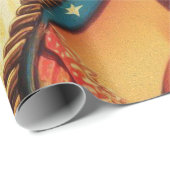 Western Cowgirl Pin Up Cadeaupapier (Rol Hoek)