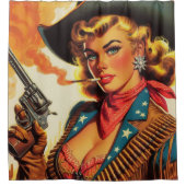  Western Cowgirl Pin Up Douchegordijn (Voorkant)