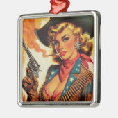  Western Cowgirl Pin Up Metalen Ornament (Links)