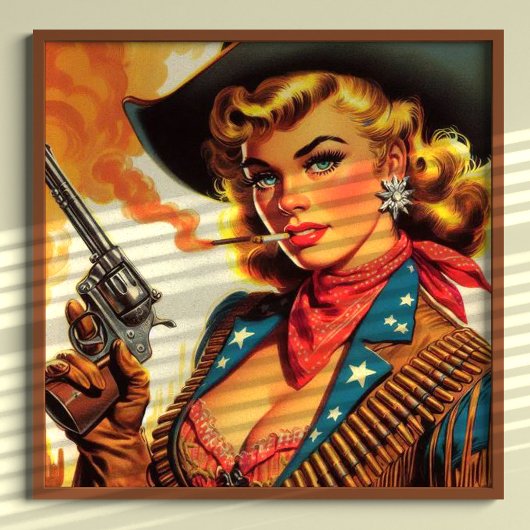  Western Cowgirl Pin Up Poster