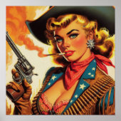  Western Cowgirl Pin Up Poster (Voorkant)