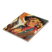  Western Cowgirl Pin Up Tegeltje (Zijkant)