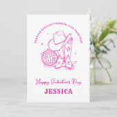 Western Cowgirl Pink Script Happy Galentine's Day Feestdagenkaart (Staand voorkant)
