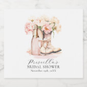 Western Cowgirl Pioenenlaarzen Bubble VRIJGEZELLEN Sparkling Wijnetiket (Enkel label)