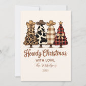 Western Cowgirl Plaid Leopard Christmas Feestdagenkaart (Voorkant)