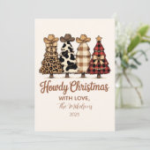Western Cowgirl Plaid Leopard Christmas Feestdagenkaart (Staand voorkant)