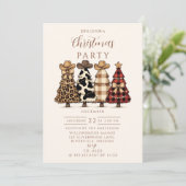 Western Cowgirl Plaid Leopard Christmas Kaart (Staand voorkant)