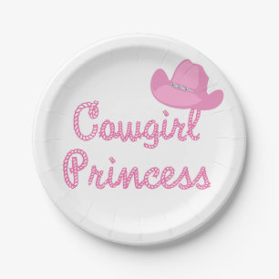 Western Cowgirl Princess Party Roze Pet Papieren Bordje