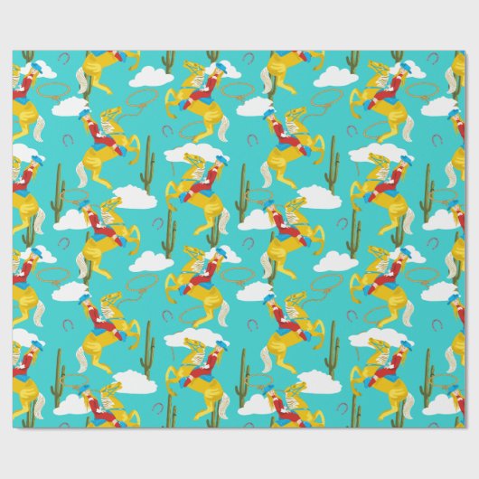 Western Cowgirl Retro Patterned Cadeaupapier (Vlak)