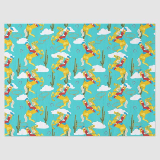 Western Cowgirl Retro Patterned Tissuepapier (Voorkant)