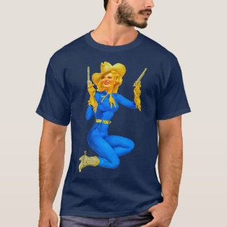 Western Cowgirl  Retro Pin Up Girl T-shirt