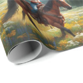 Western cowgirl rijpaard cadeaupapier (Rol Hoek)
